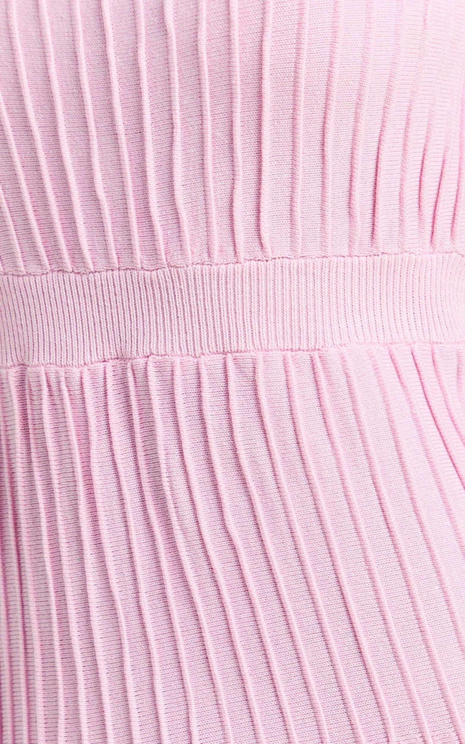 Donissa Midi Dress - Panelled Knit Dress in Pale Pink