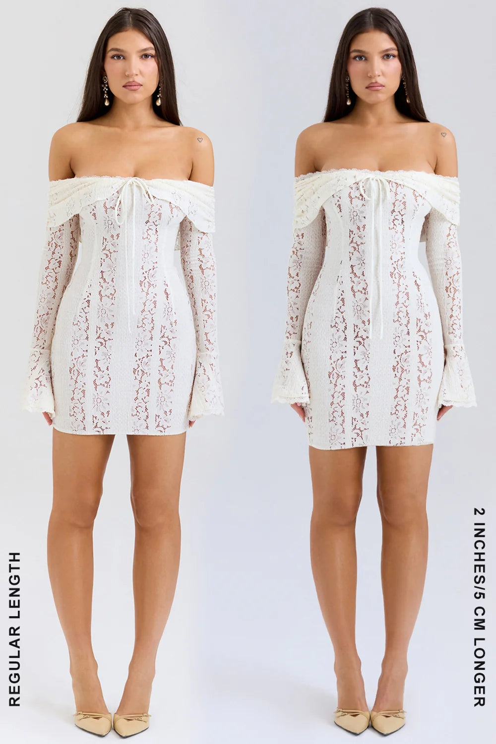 Vintage Cream Floral Lace Off Shoulder Mini Dress