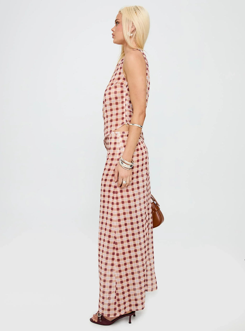 Surina Skirt Peach Check