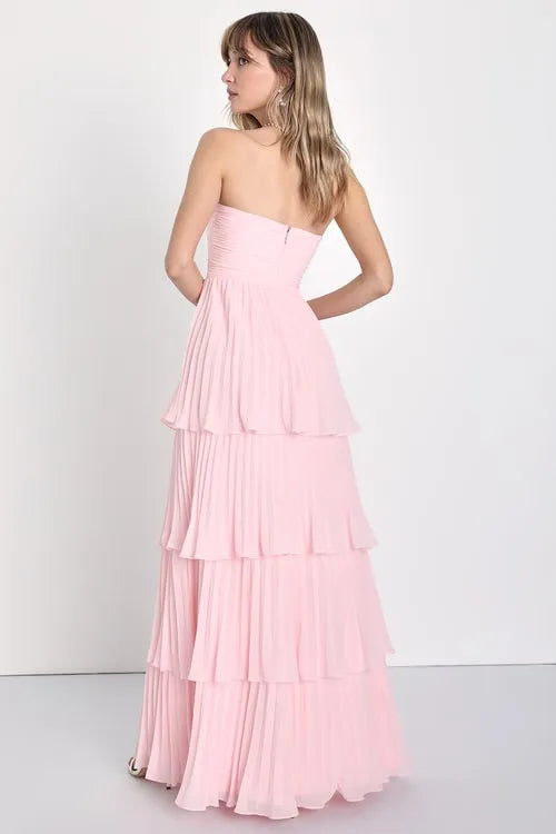 Seriously Sensational Black Strapless Tiered Maxi Dress