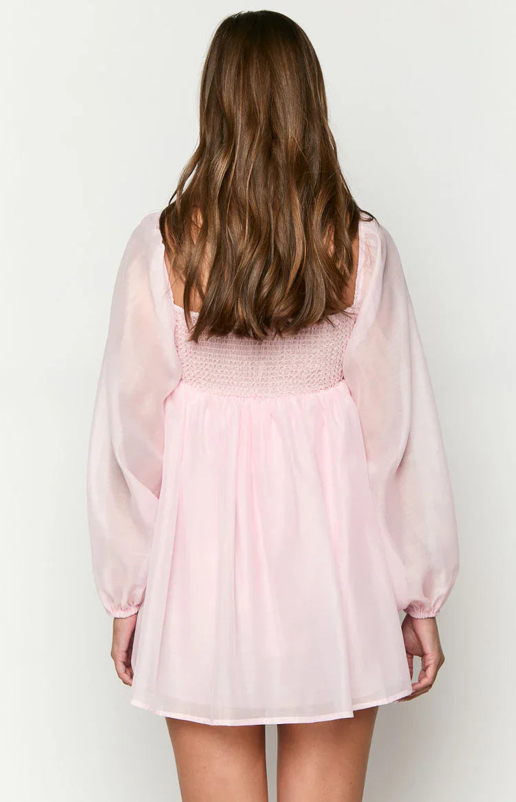 Narla Pink Long Sleeve Mini Dress