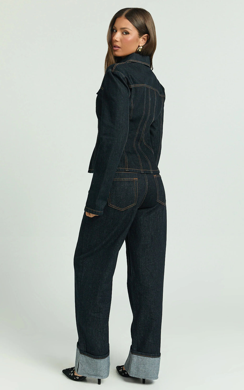 Lioness - Top Model Cuffed Jeans in Dark Denim
