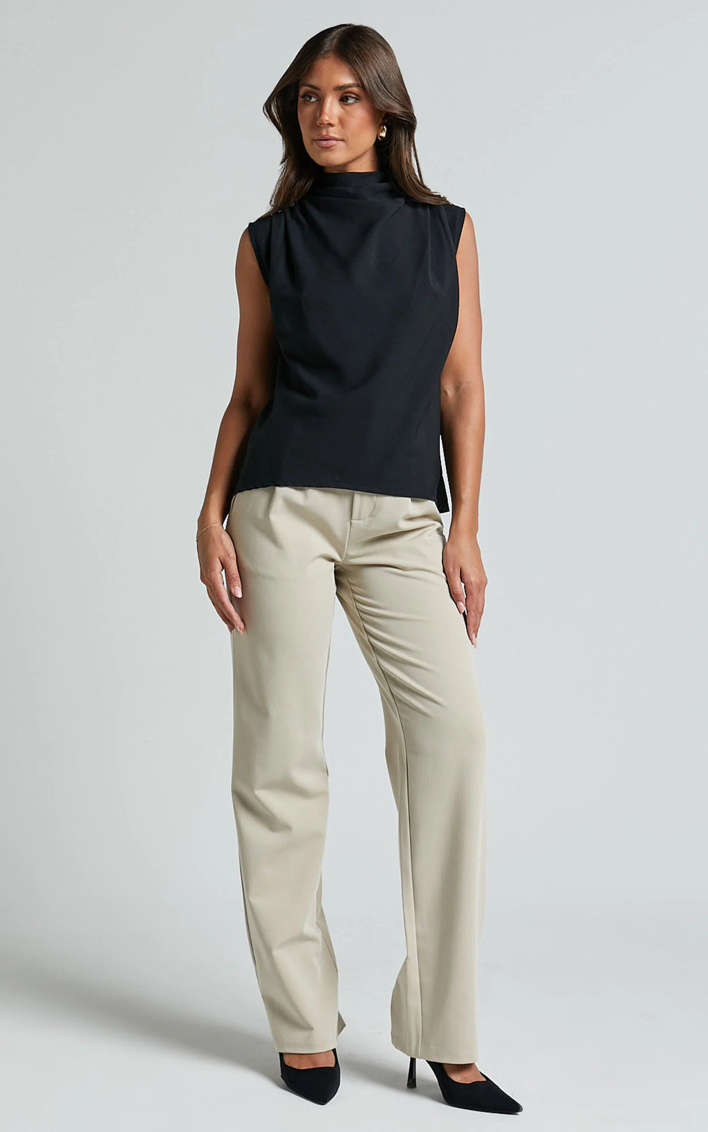 Arianae Top - High Neck Top in Black
