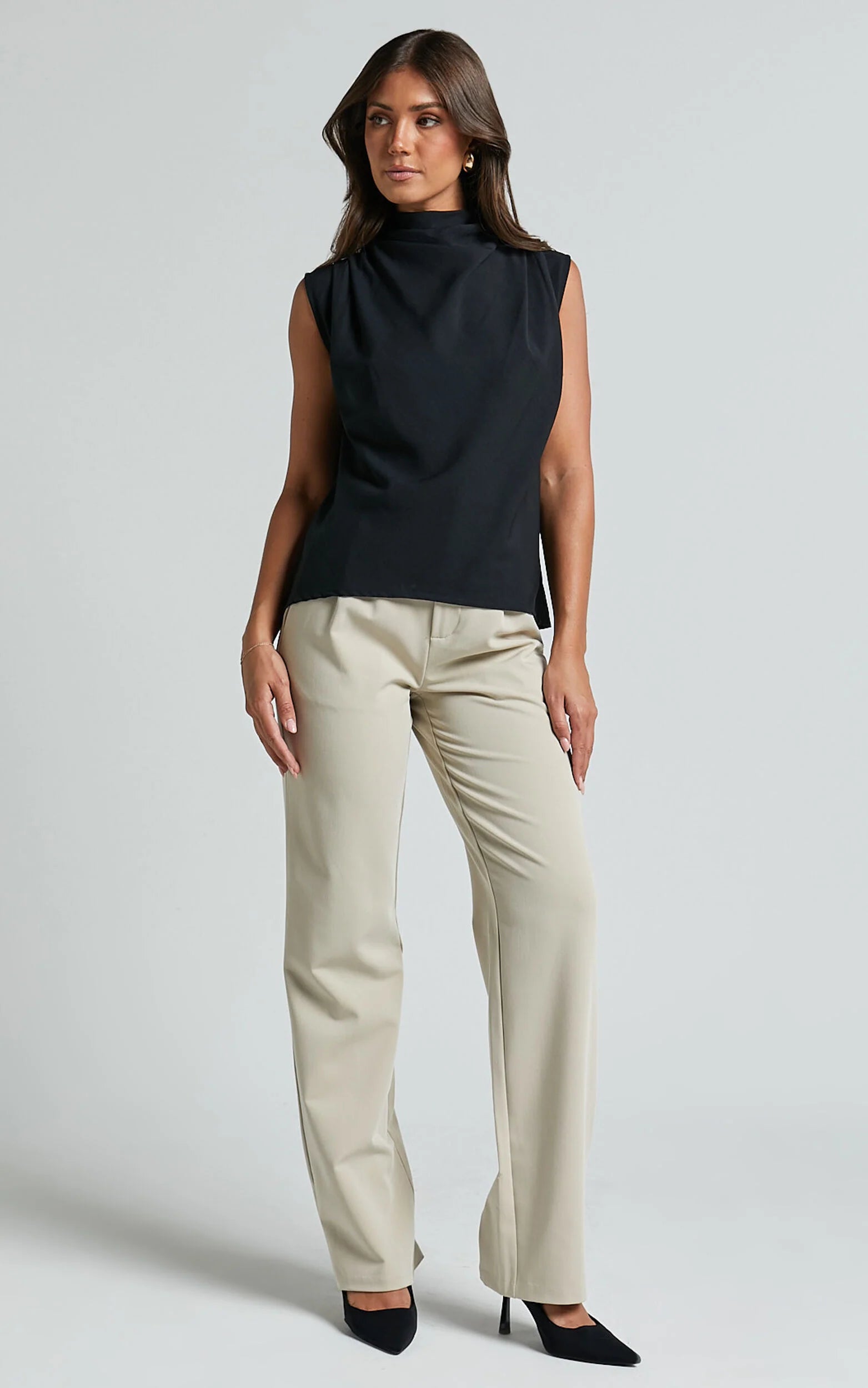 Arianae Top - High Neck Top in Black