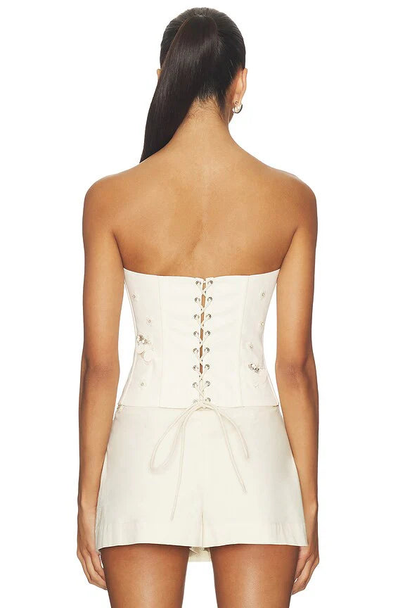 Embellished Twill Corset Top
