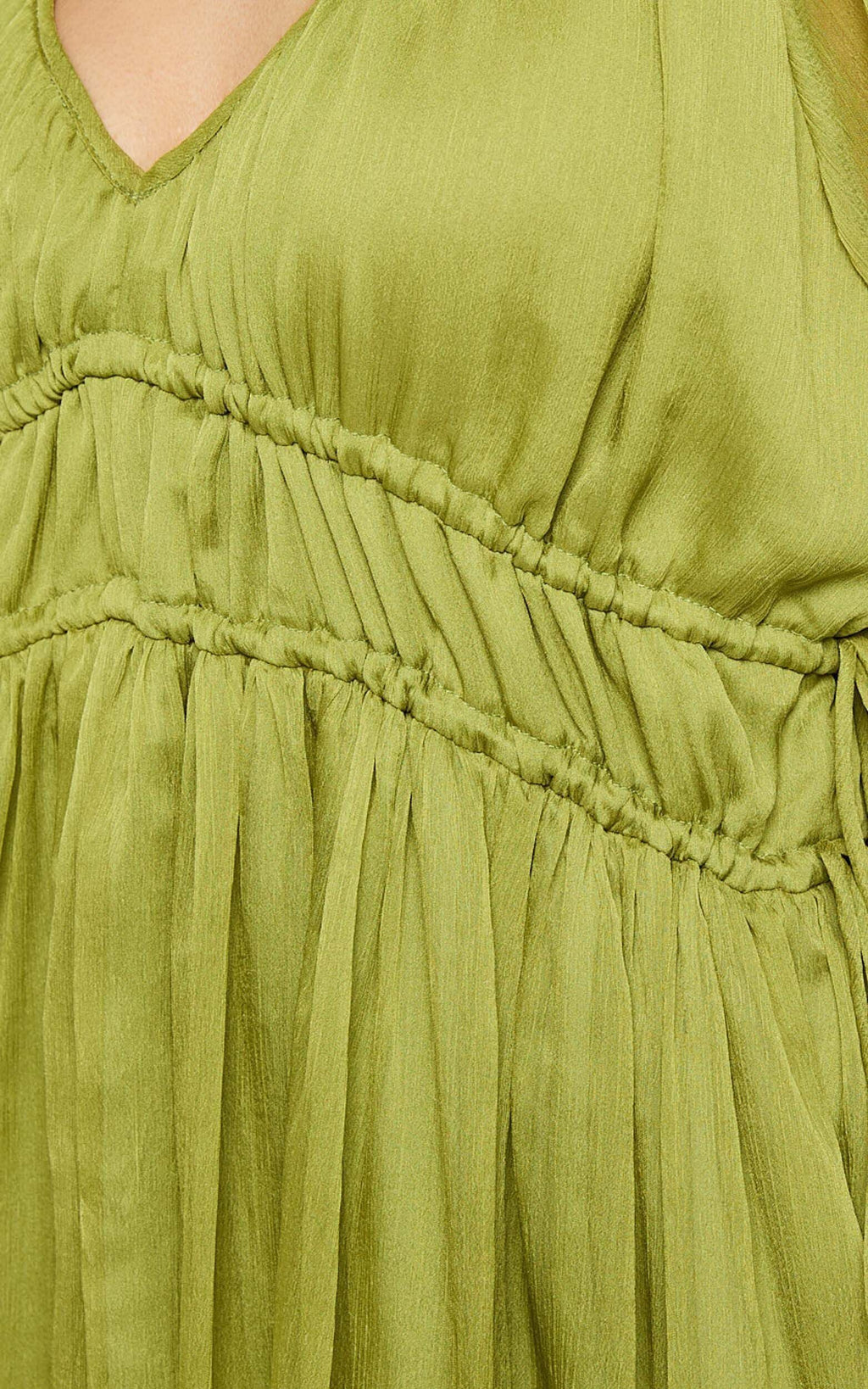 Roxanna Maxi Dress - Long Sleeve Ruched Waist Dress in Green