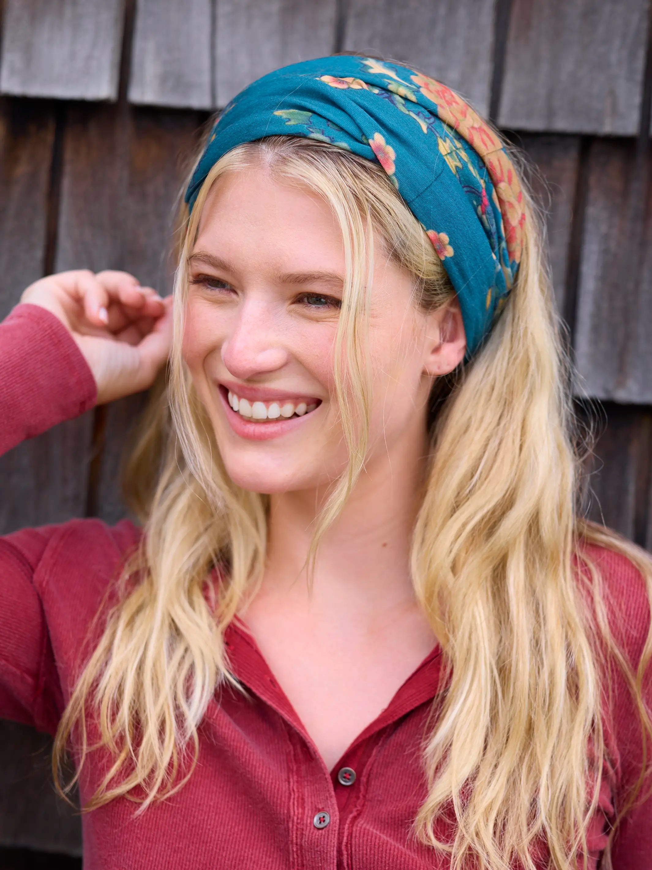 Full Boho Bandeau® Headband - Teal Orange Clusters