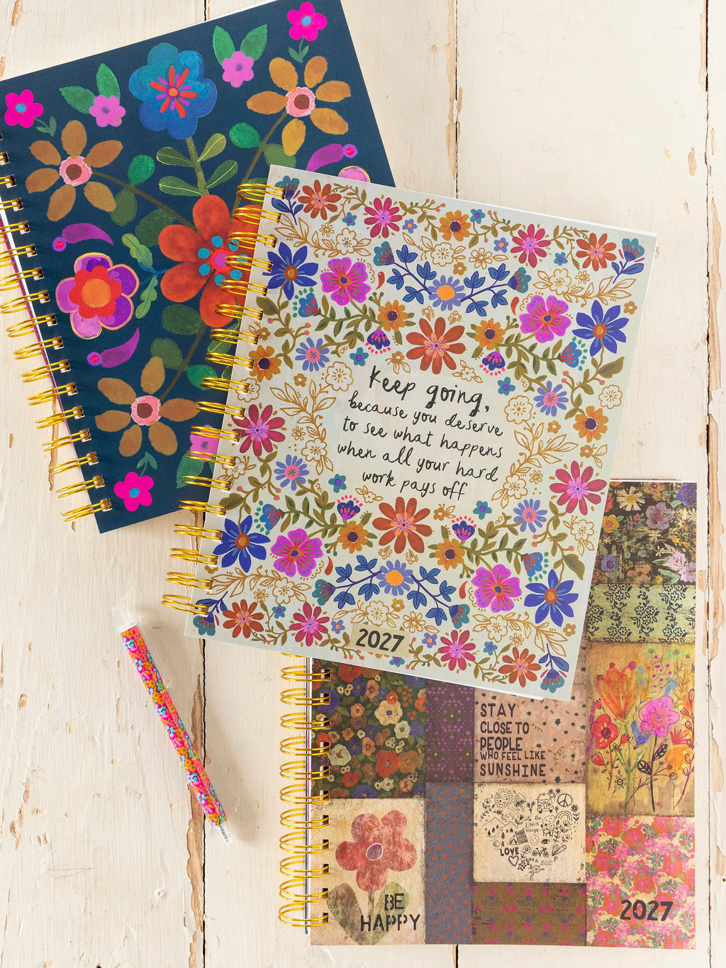 2026-27 17 Month Planner - Teal Folk Flower
