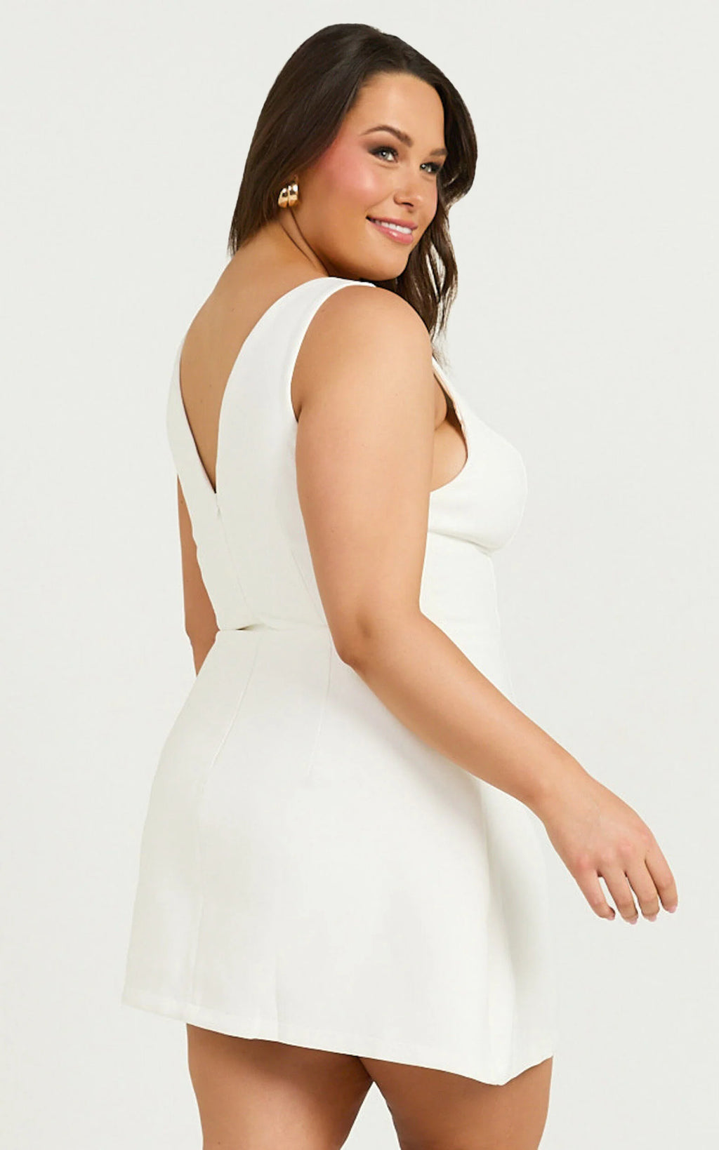 Freddie Mini Dress - Boat Neck Fit and Flare Dress in White