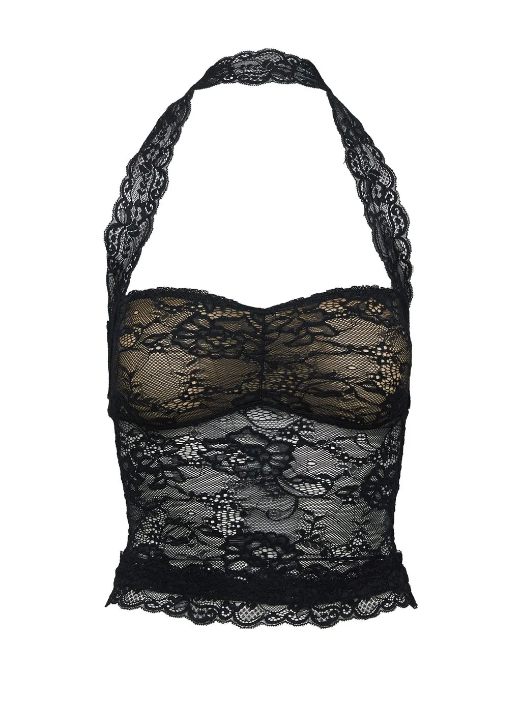 Fantasize Lace Halter Top Black