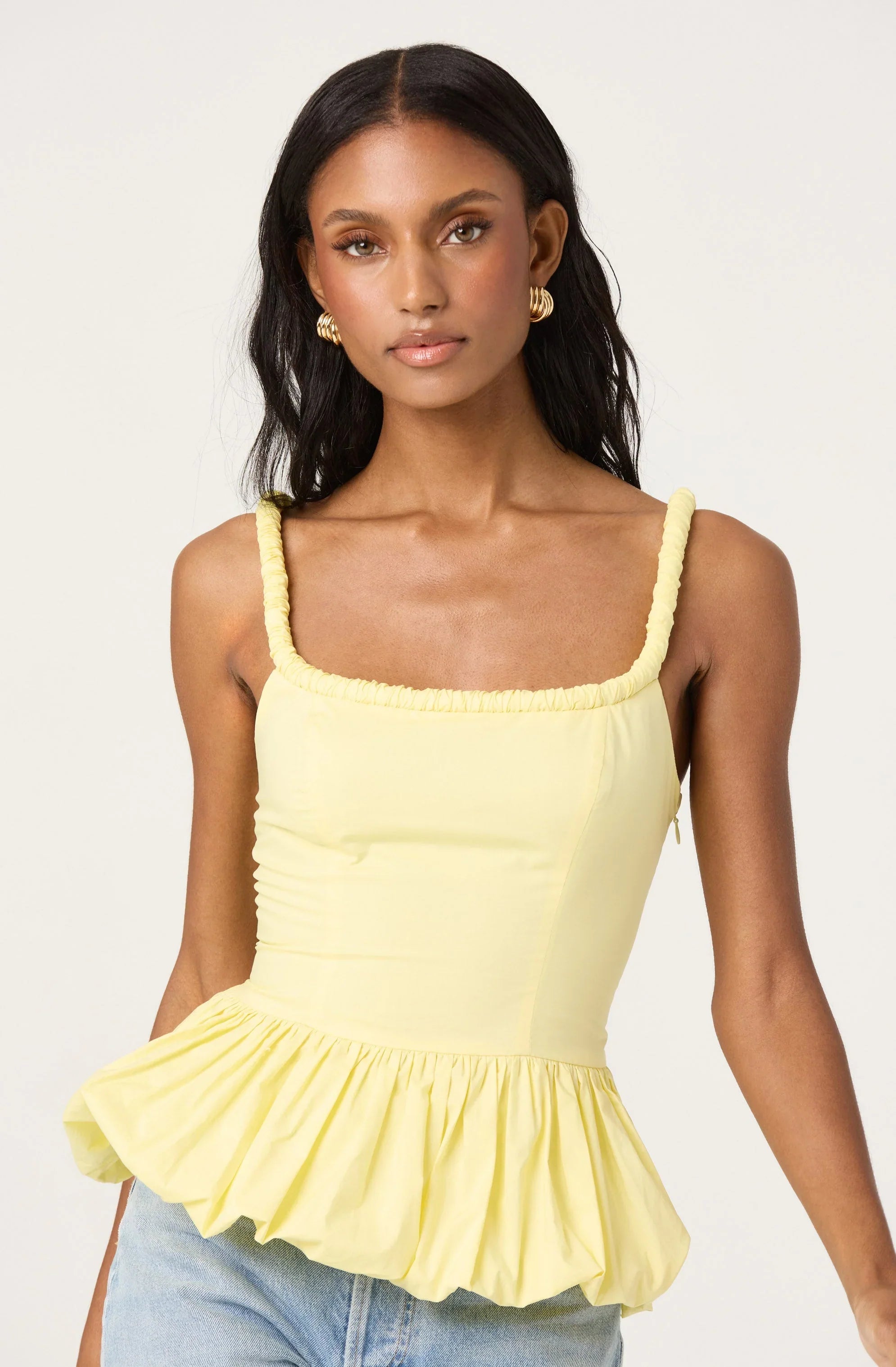 Sleeveless Bubble Hem Peplum Top