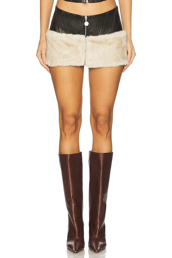 Kendra Skirt With Faux Fur Trim