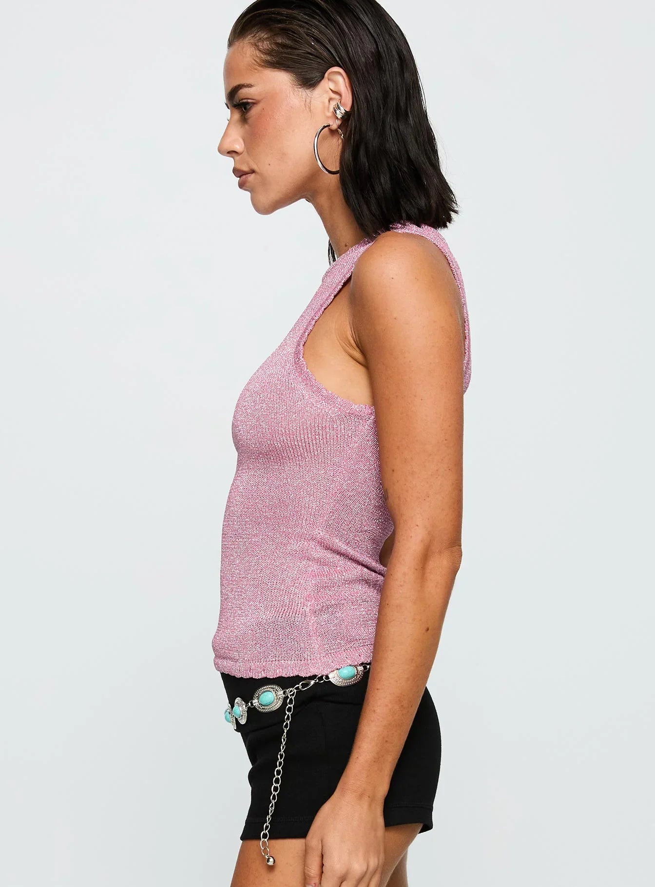 No Pretending Top Pink Glitter
