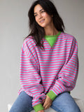 Oversized Striped Crewneck - Taffy Twist