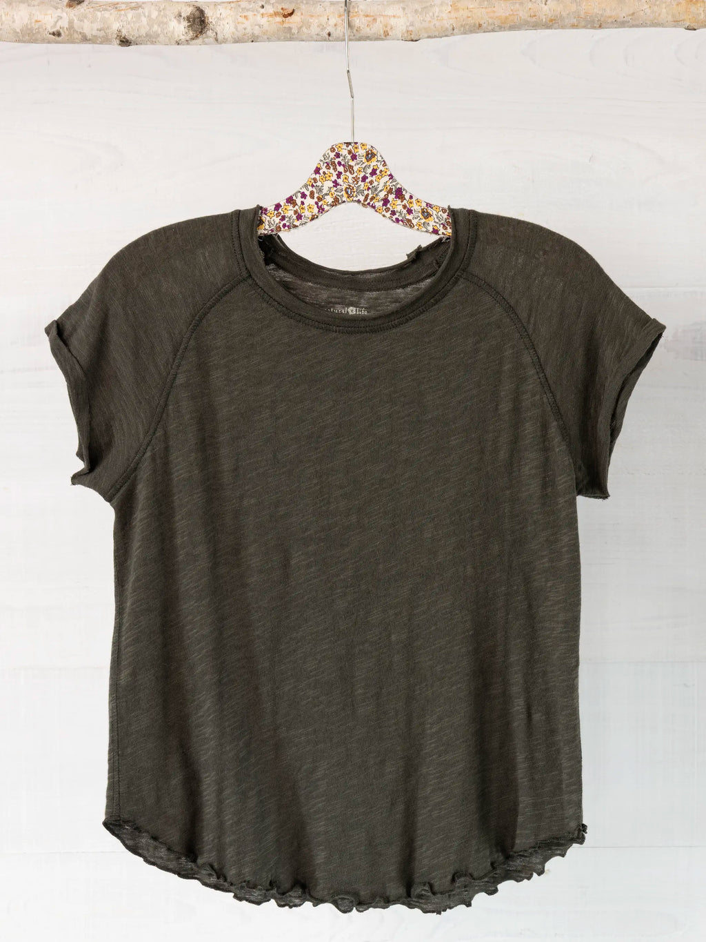 Lily Cotton Short Sleeve Tee Shirt - Charcoal