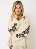 Easy Does It Embroidered Sweatshirt - Cream