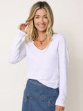 Molly Cotton Long Sleeve Tee Shirt - White