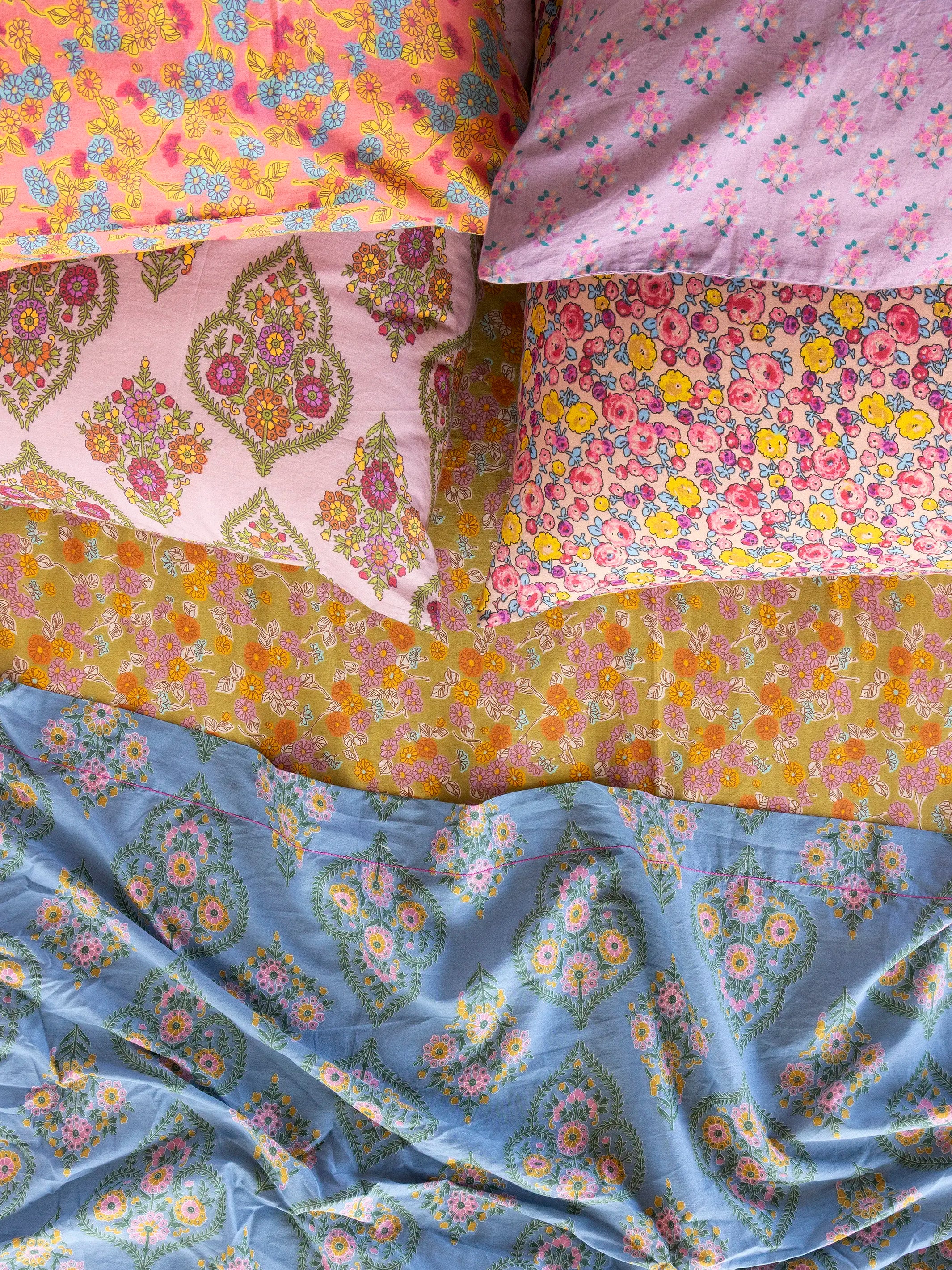 Mix & Match Cotton Pillowcase, Single - Coral Daisy Toss