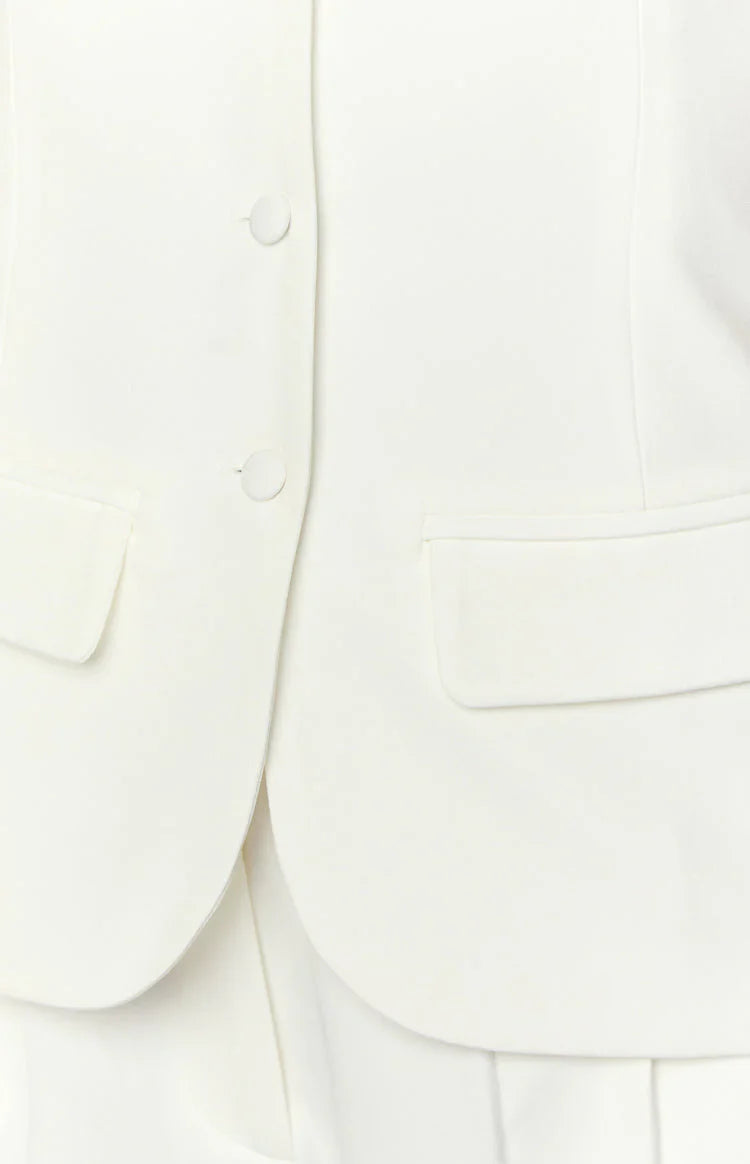 Dien White Strapless Button Up Top