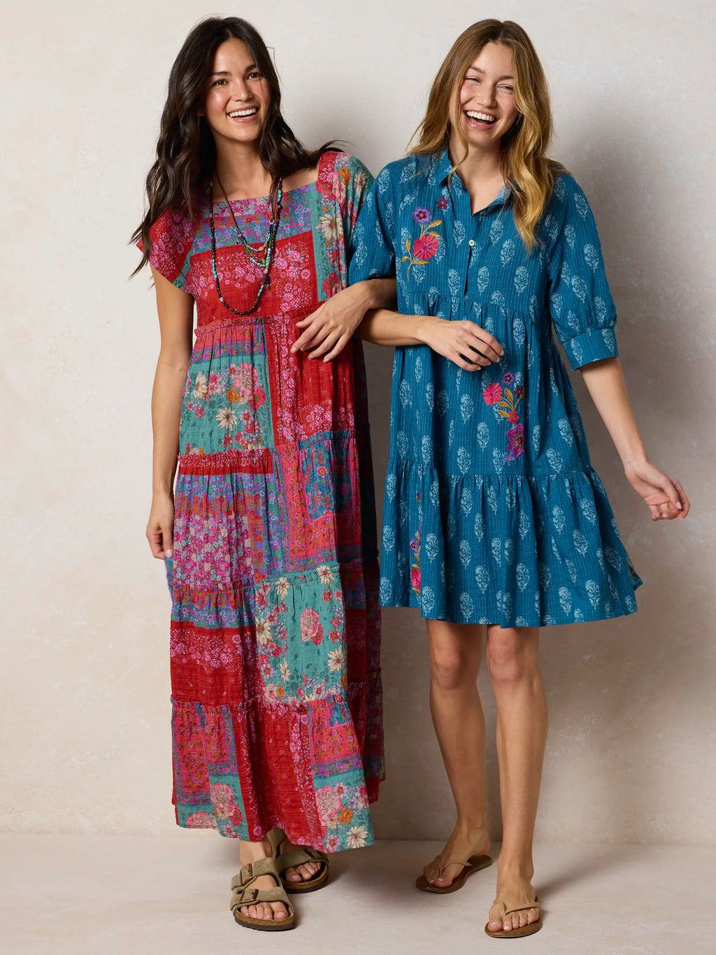Becca Embroidered Mini Dress - Block Stamp Indigo