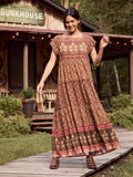 Berkley Maxi Dress - Wildflower Tiles Chocolate