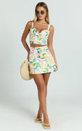 Janice Mini Skirt - High Waisted A-line Skirt in Le Citron