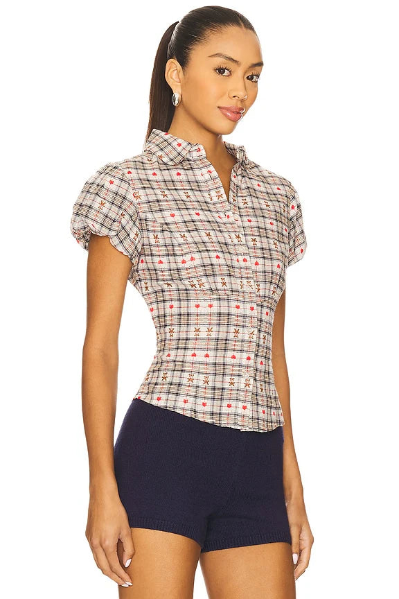 Liana Plaid Top