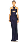 La Lune Ruched Halter Maxi Dress