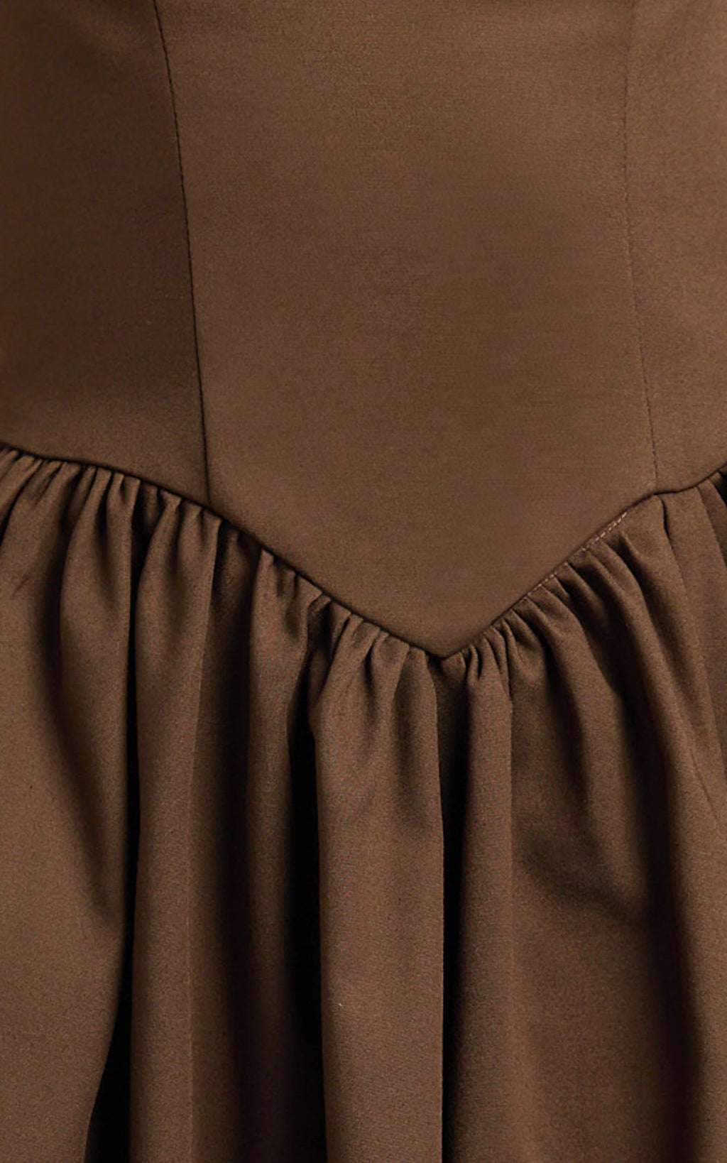 Helda Midi Dress - Halter Tie Neck Corset Panel Dress in Chocolate