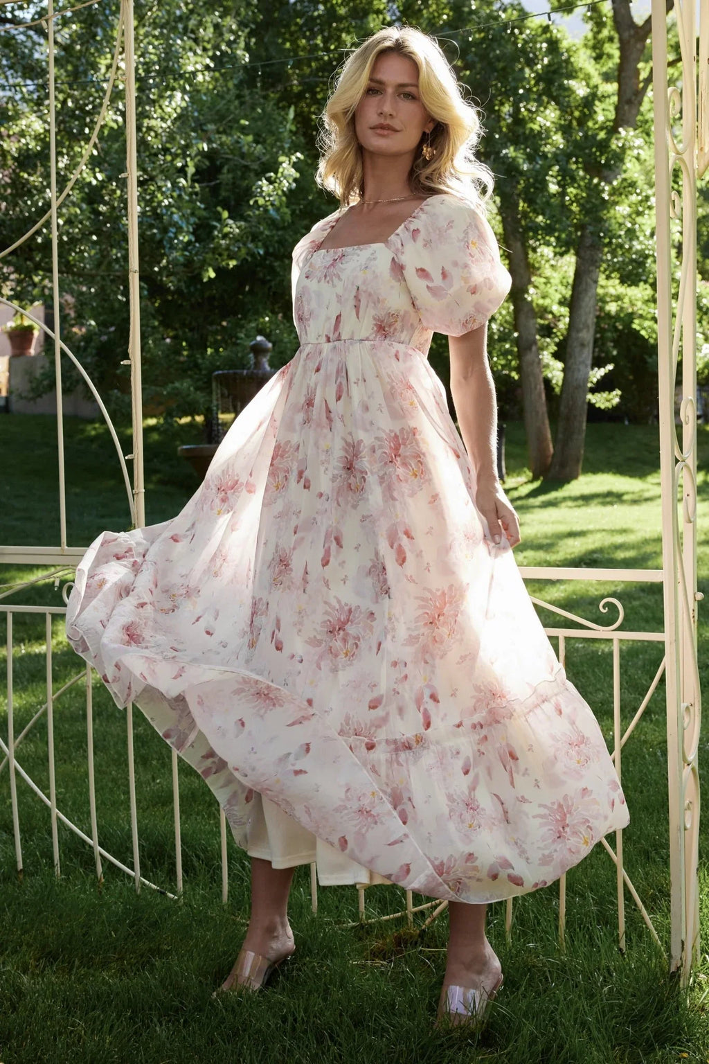 Dalia Maxi Dress | Ivory + Mauve Floral