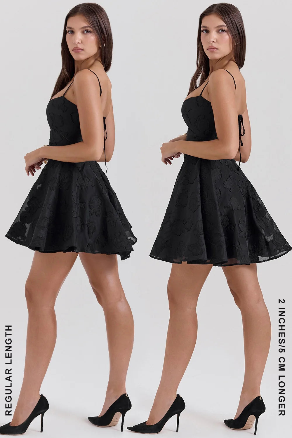 Black Floral Lace Back Mini Dress