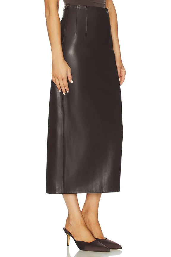 Leather Hi-waist Curve Skirt