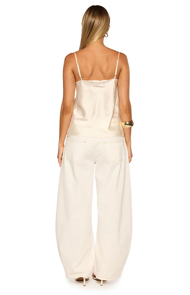Marci Cream Satin Lace Cami Top