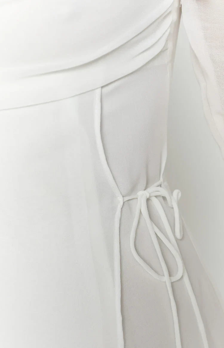 Lucy White Long Sleeve Mini Dress