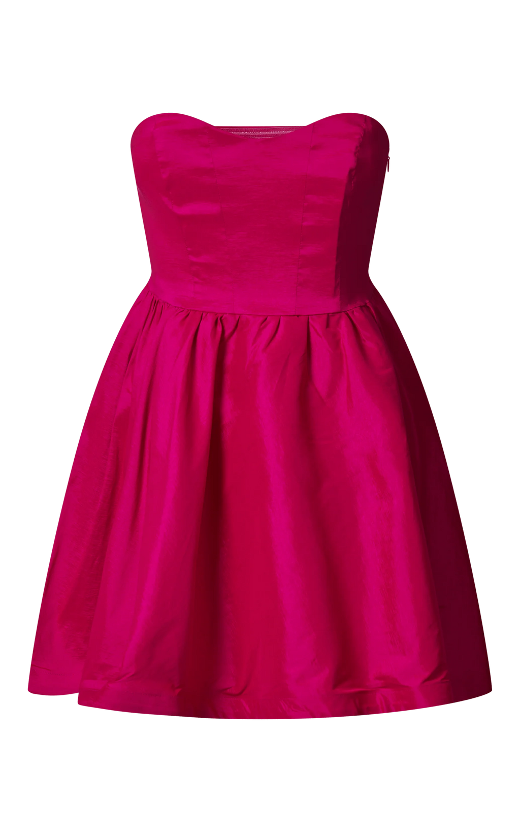 Jayde Mini Dress - Strapless Sweetheart Fit And Flare Dress in Magenta