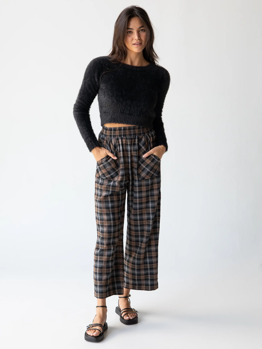 Beckett Flannel Pants - Brown Grey Plaid