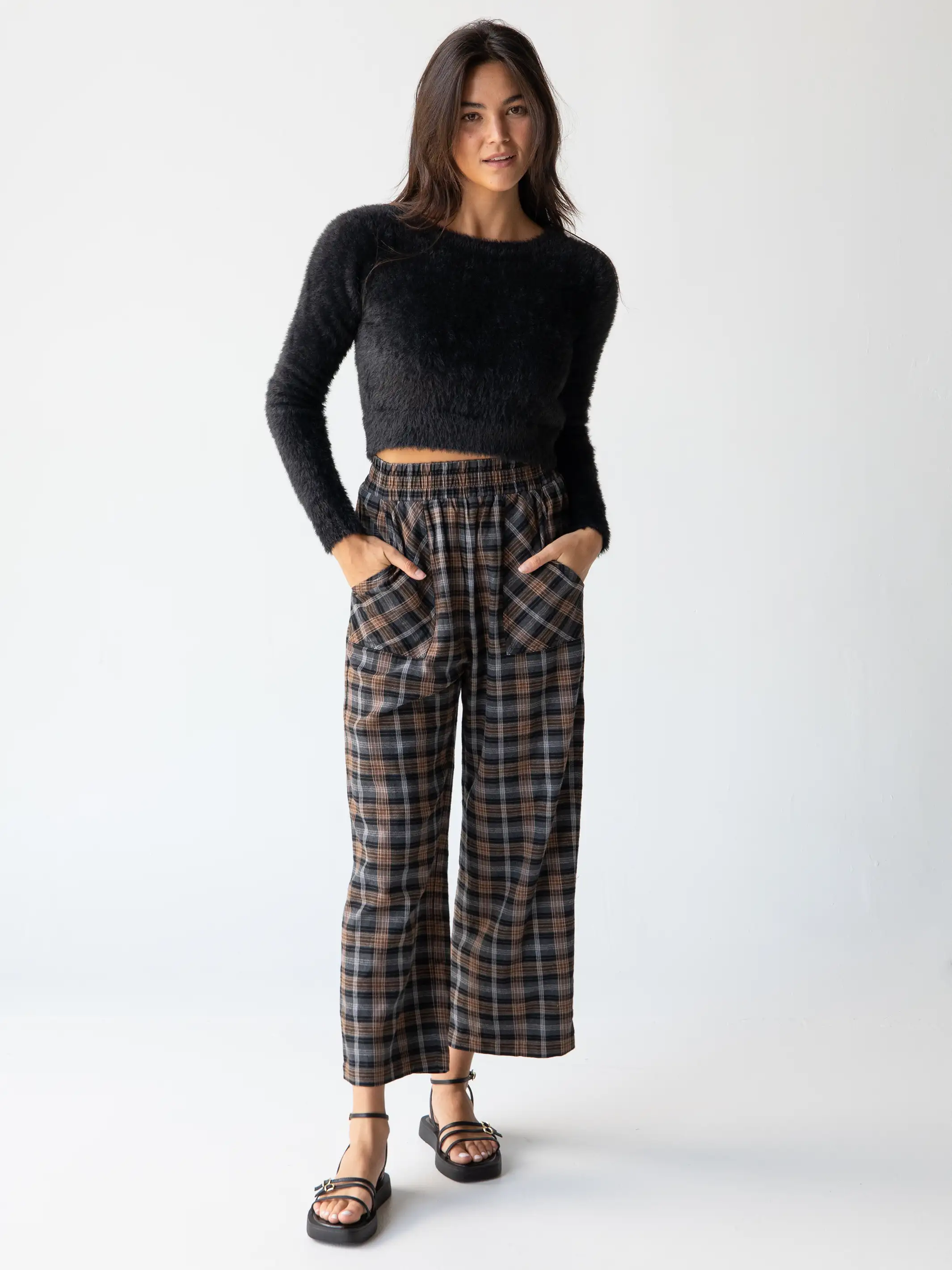 Beckett Flannel Pants - Brown Grey Plaid