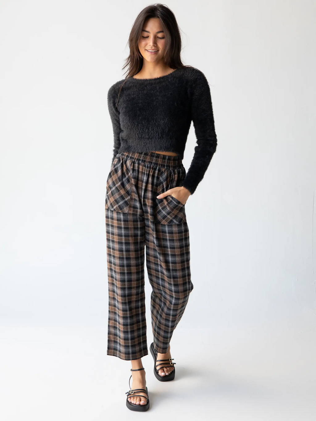 Beckett Flannel Pants - Brown Grey Plaid
