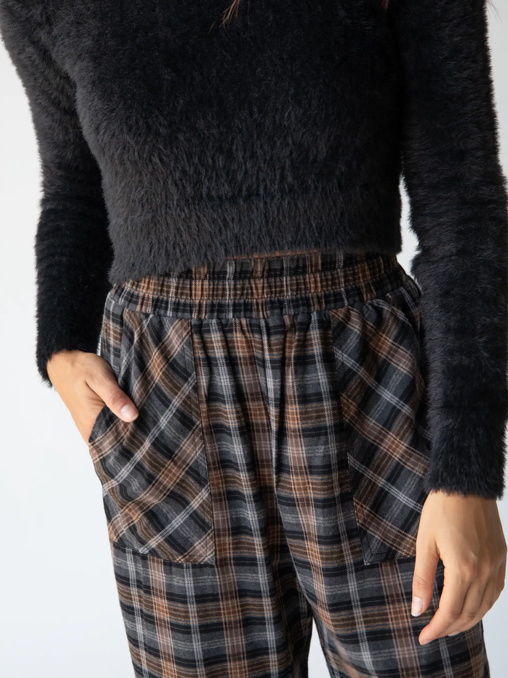 Beckett Flannel Pants - Brown Grey Plaid