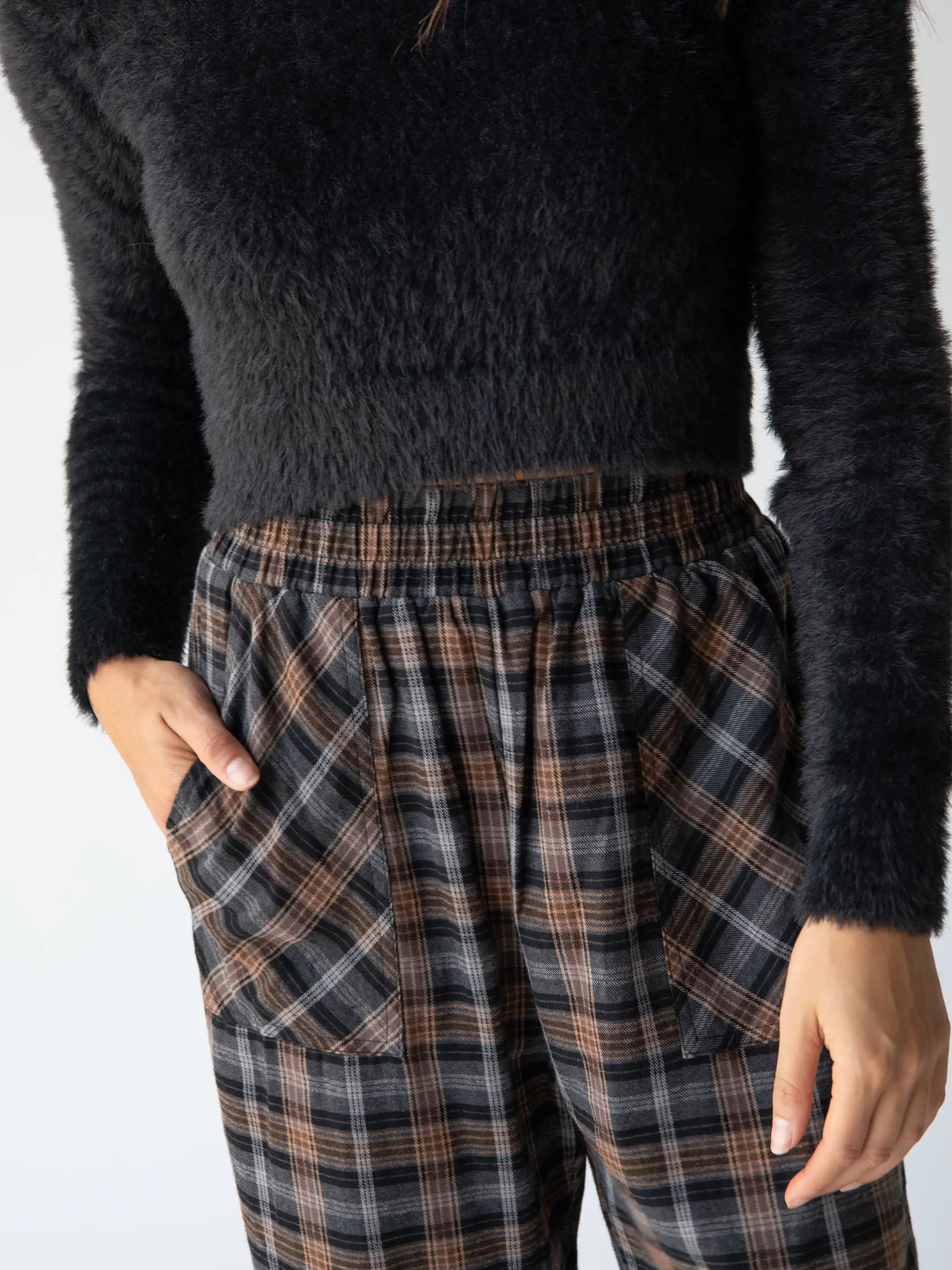 Beckett Flannel Pants - Brown Grey Plaid