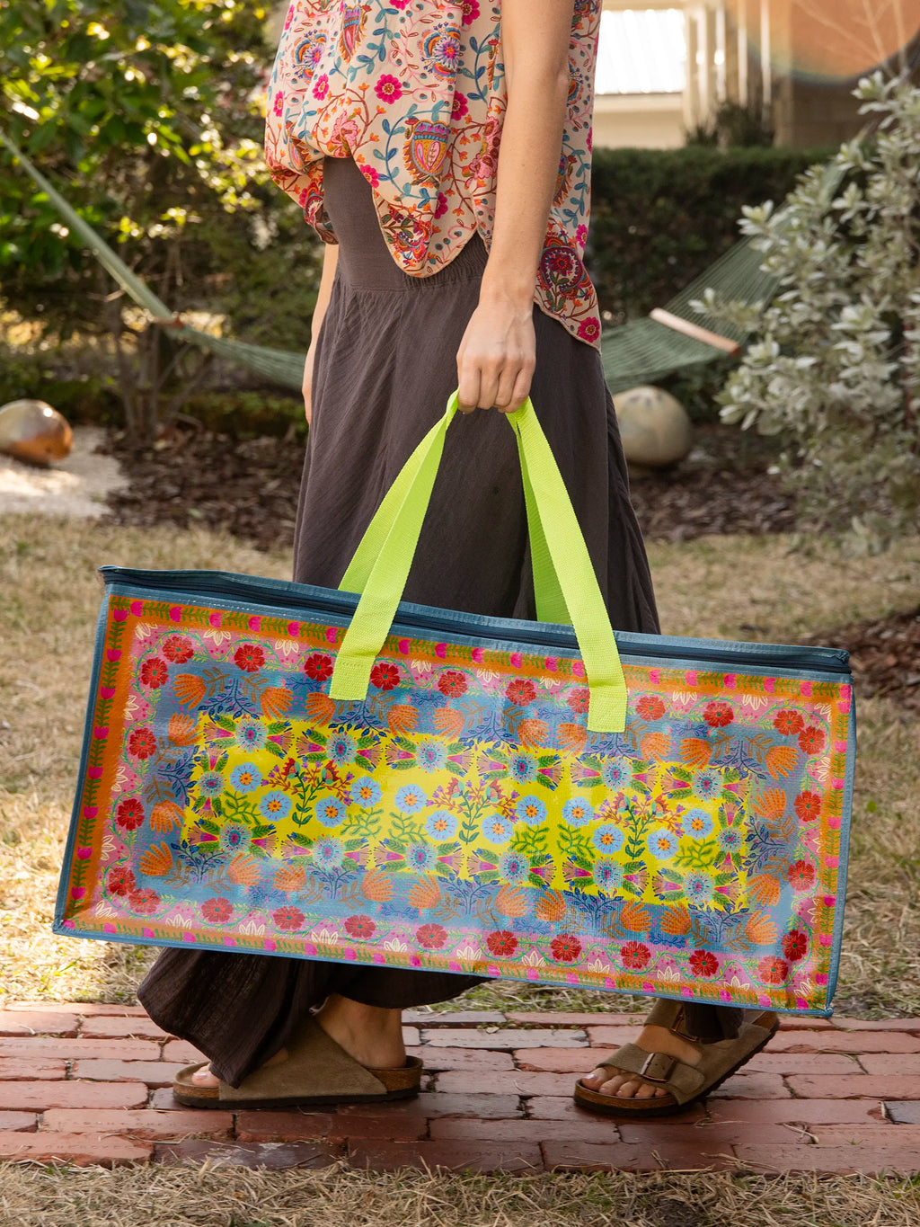 Better Than A Box Packing Tote, Set of 2 - Teal Borders
