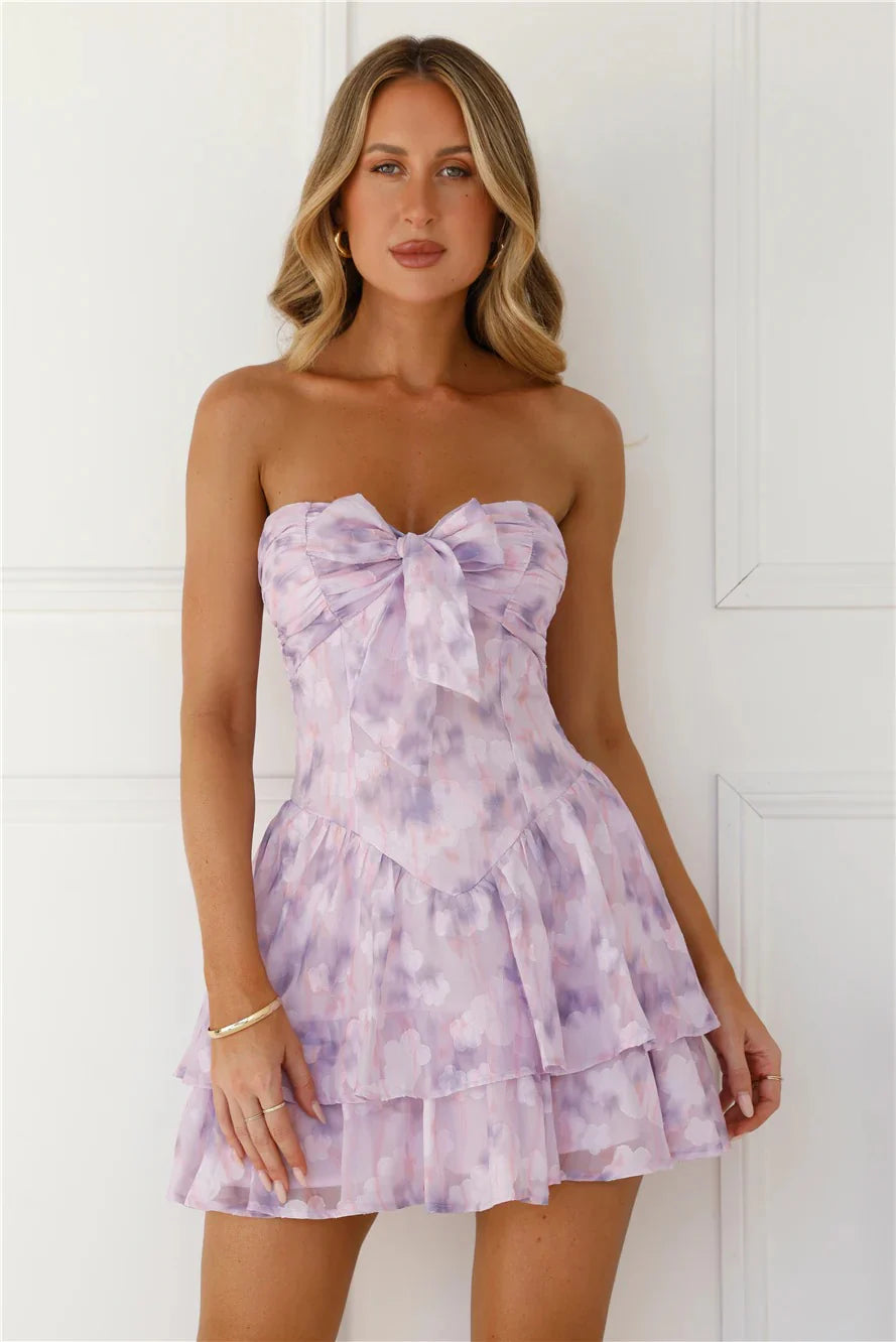 Lavender Haze Strapless Mini Dress Lilac