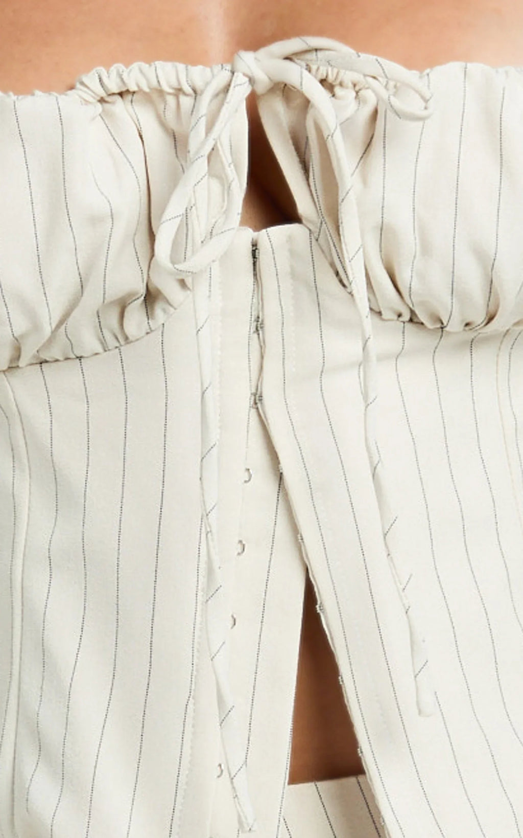Susannah Top - Ruched Square Neck Bustier Top in Cream