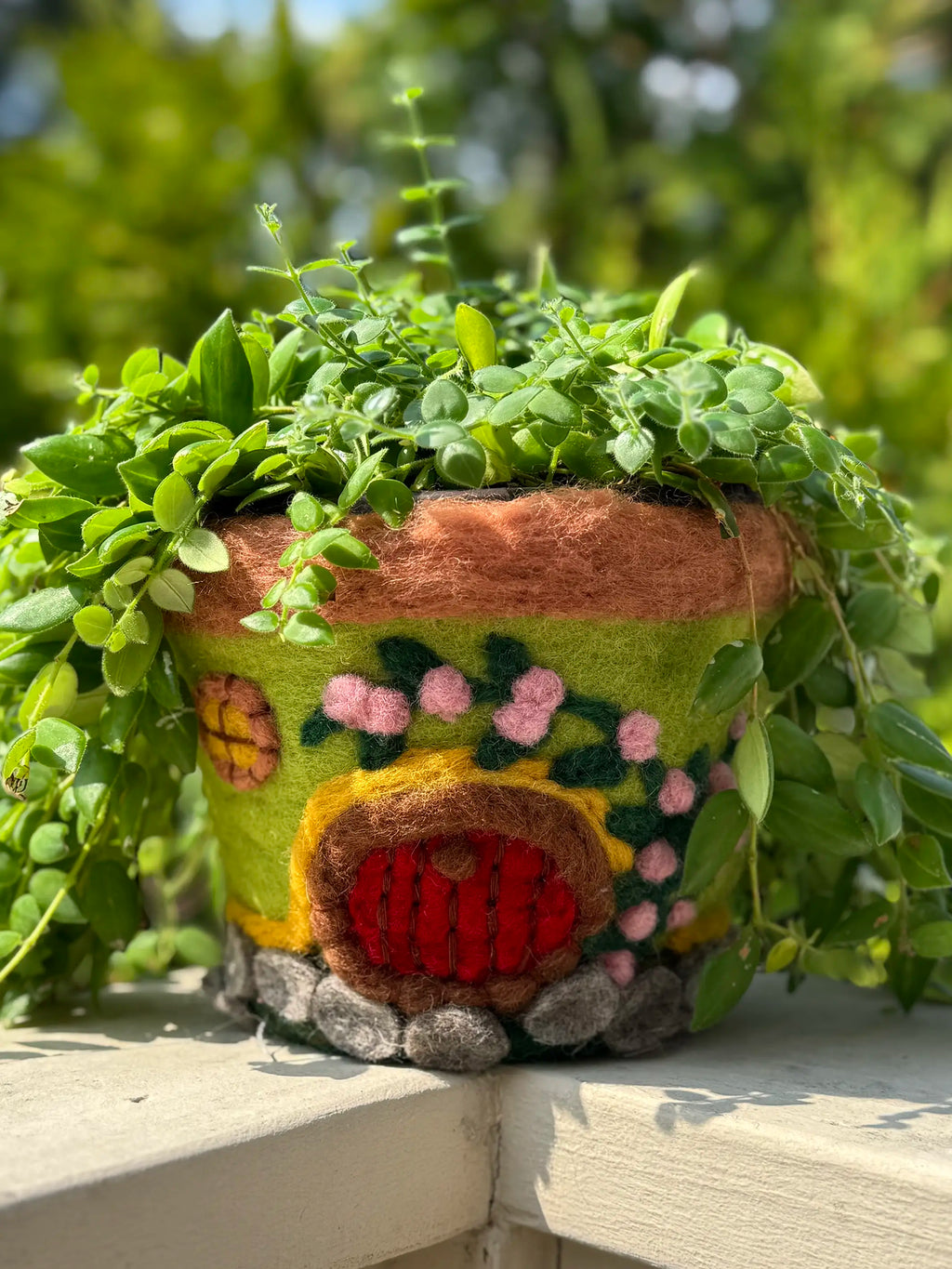 Hand Felted Wool Planter - Forest House