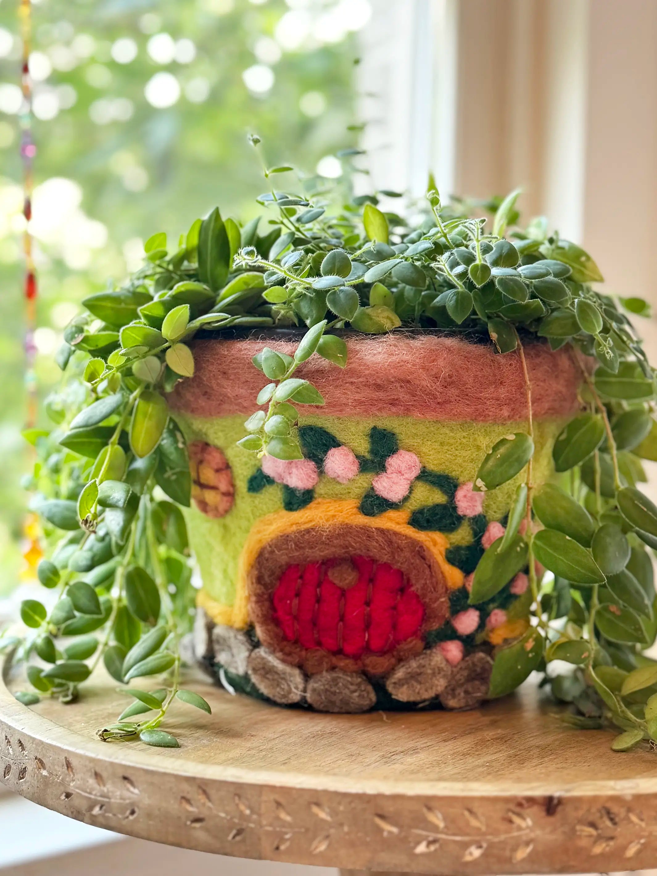 Hand Felted Wool Planter - Forest House