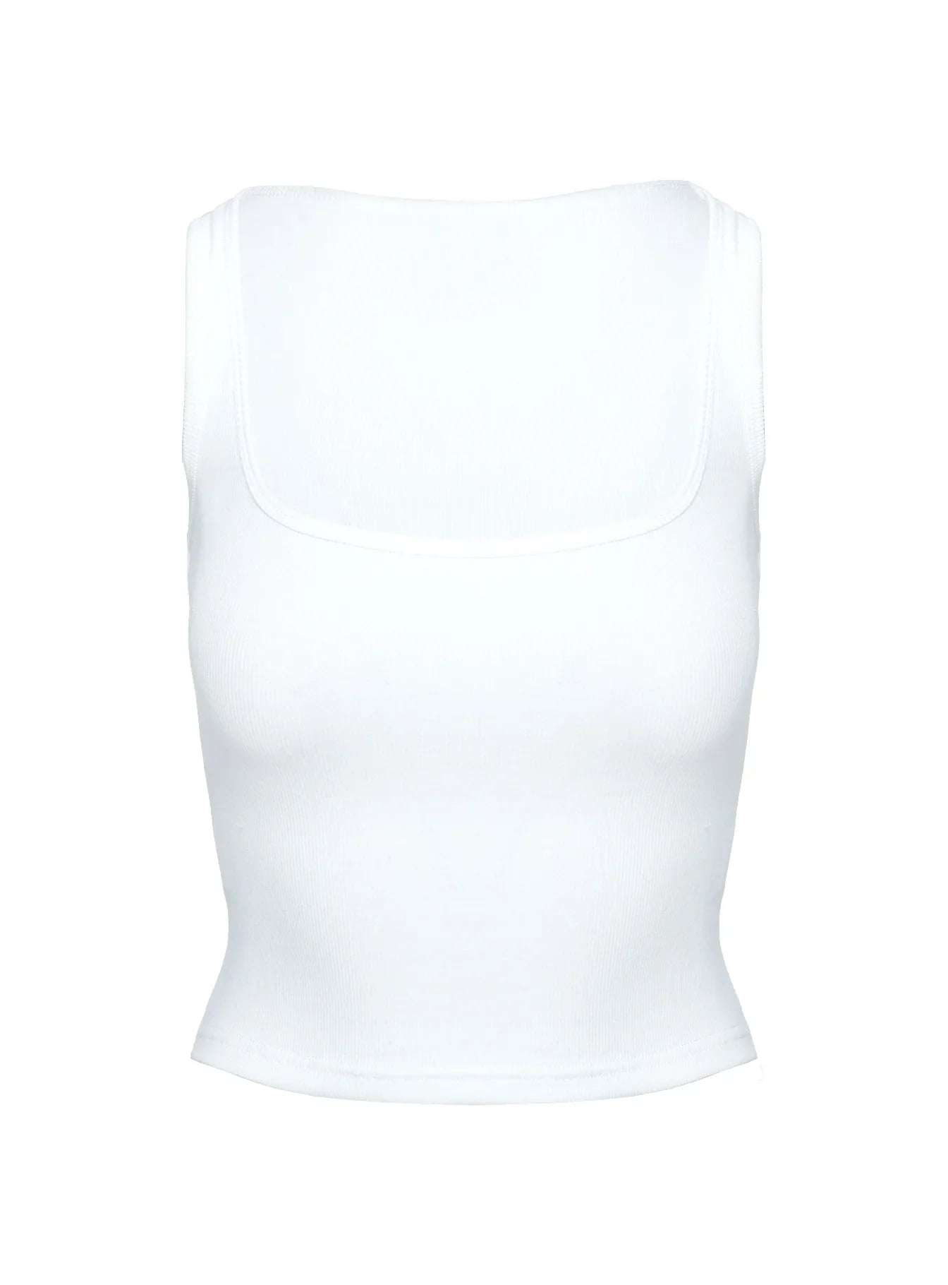 Baseline Square Neck Rib Tank Top White
