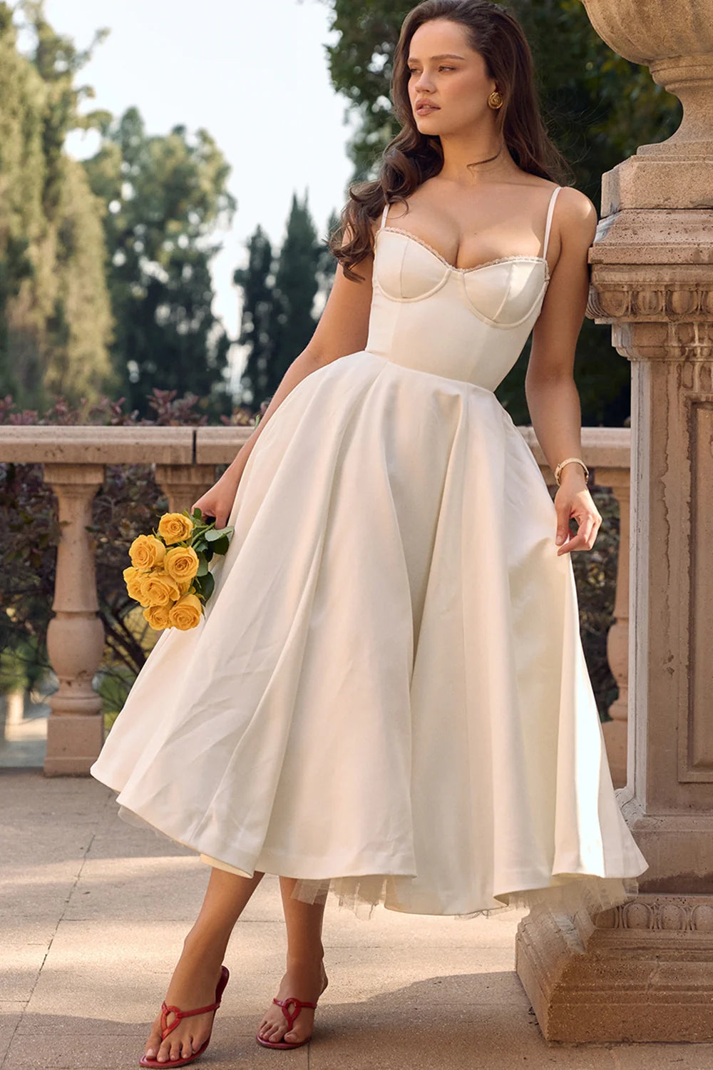 White Tulle Midi Dress