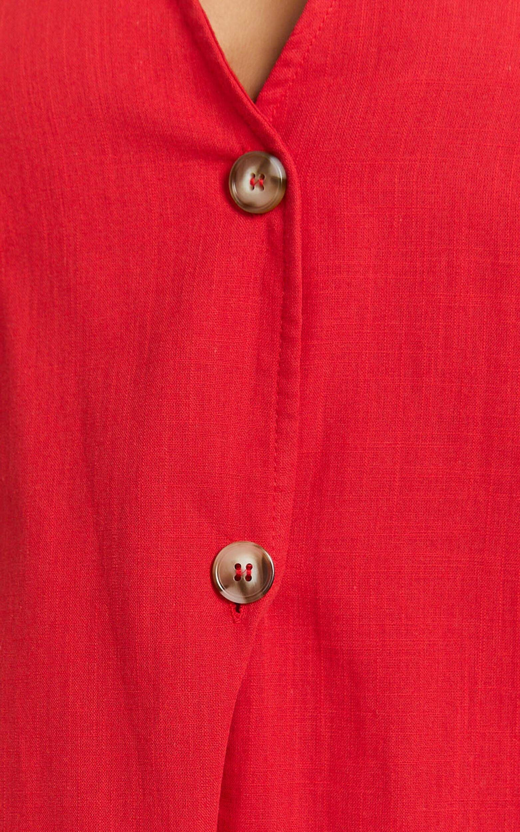 Devon Two Piece Set - Open Side Detail Top & Short Linen Look Set in Red