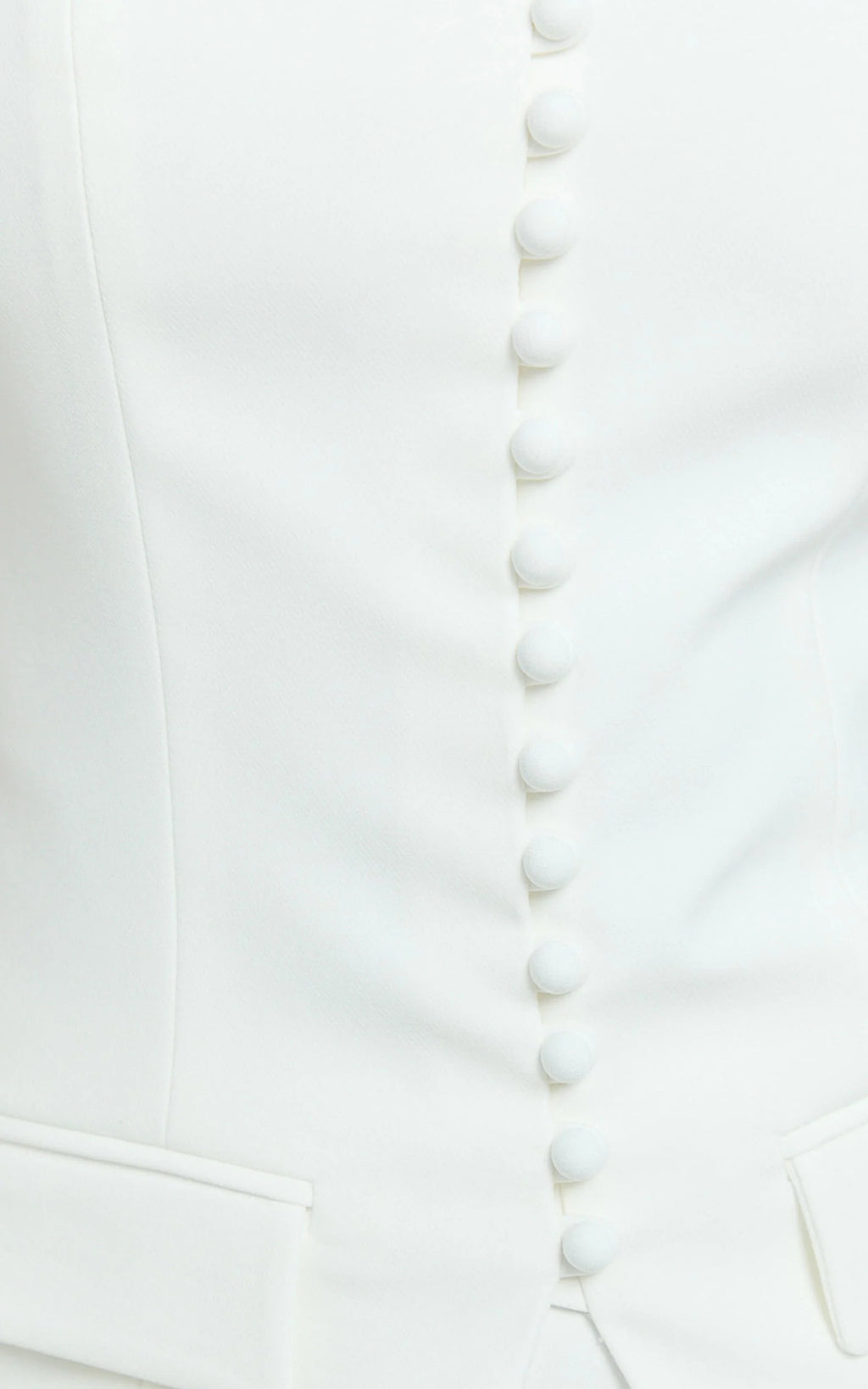 Monroe Two Piece Set - Strapless Button Down Longline Vest Top and High Waisted Mini Skirt in Cream