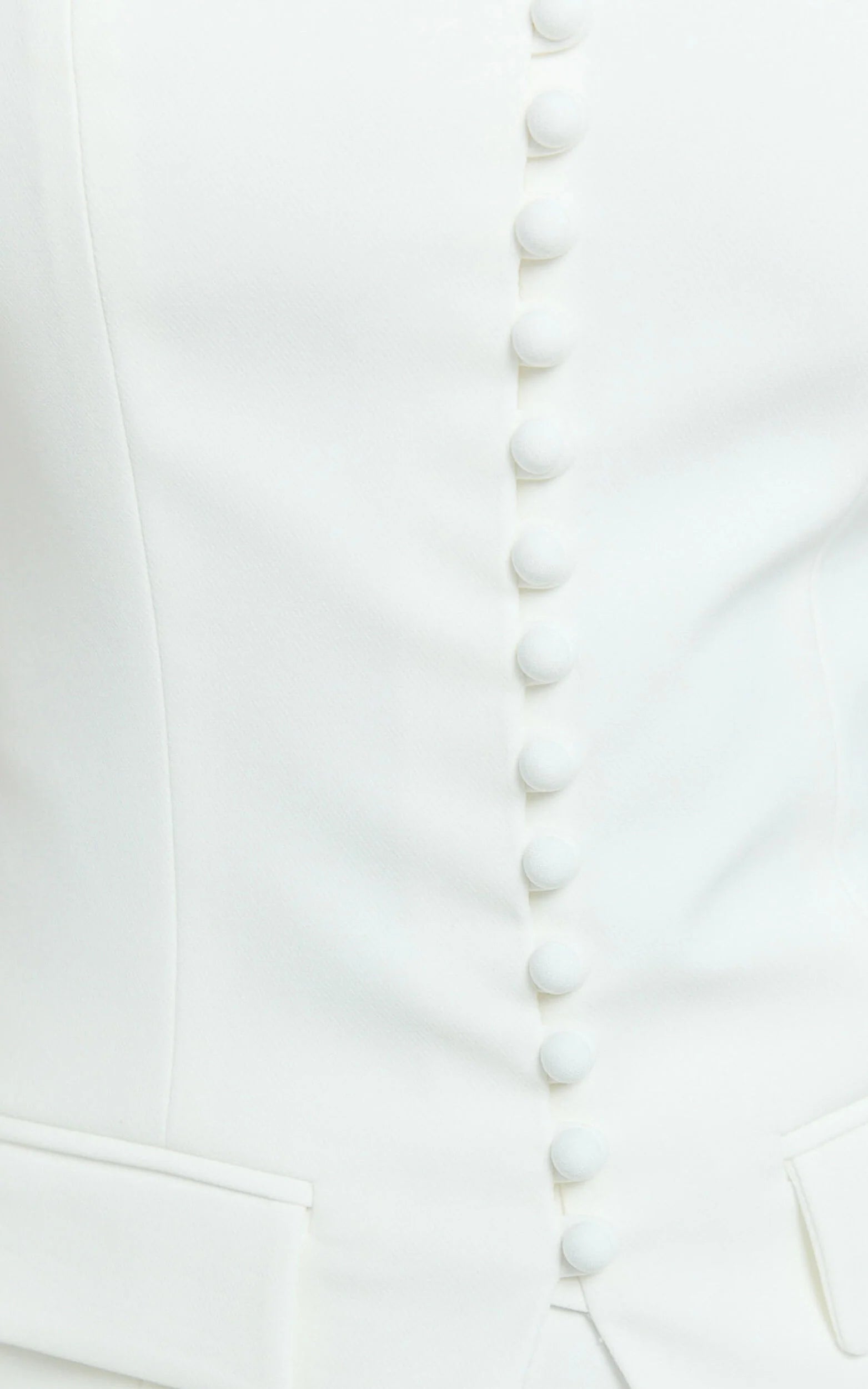 Monroe Two Piece Set - Strapless Button Down Longline Vest Top and High Waisted Mini Skirt in Cream